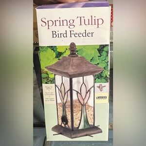 Spring Tulip Brown Stained-Glass Bird Feeder by Spring Tulip